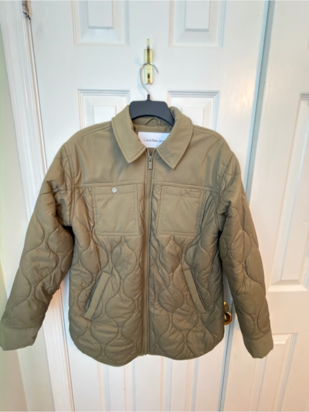 Calvin Klein Quilted Puffer Jacket in olive green